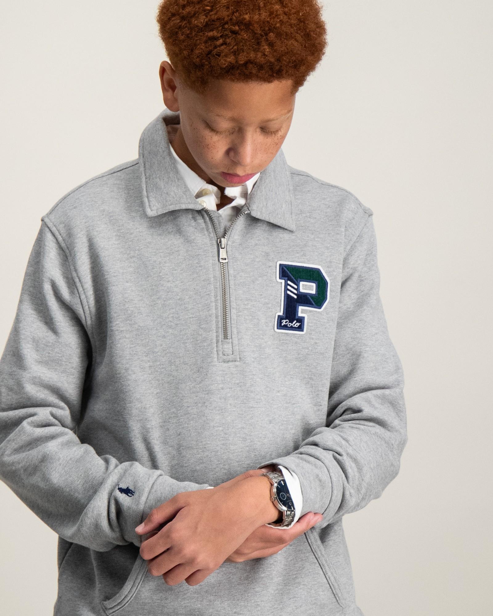 Fleece Letterman Quarter-Zip Pullover